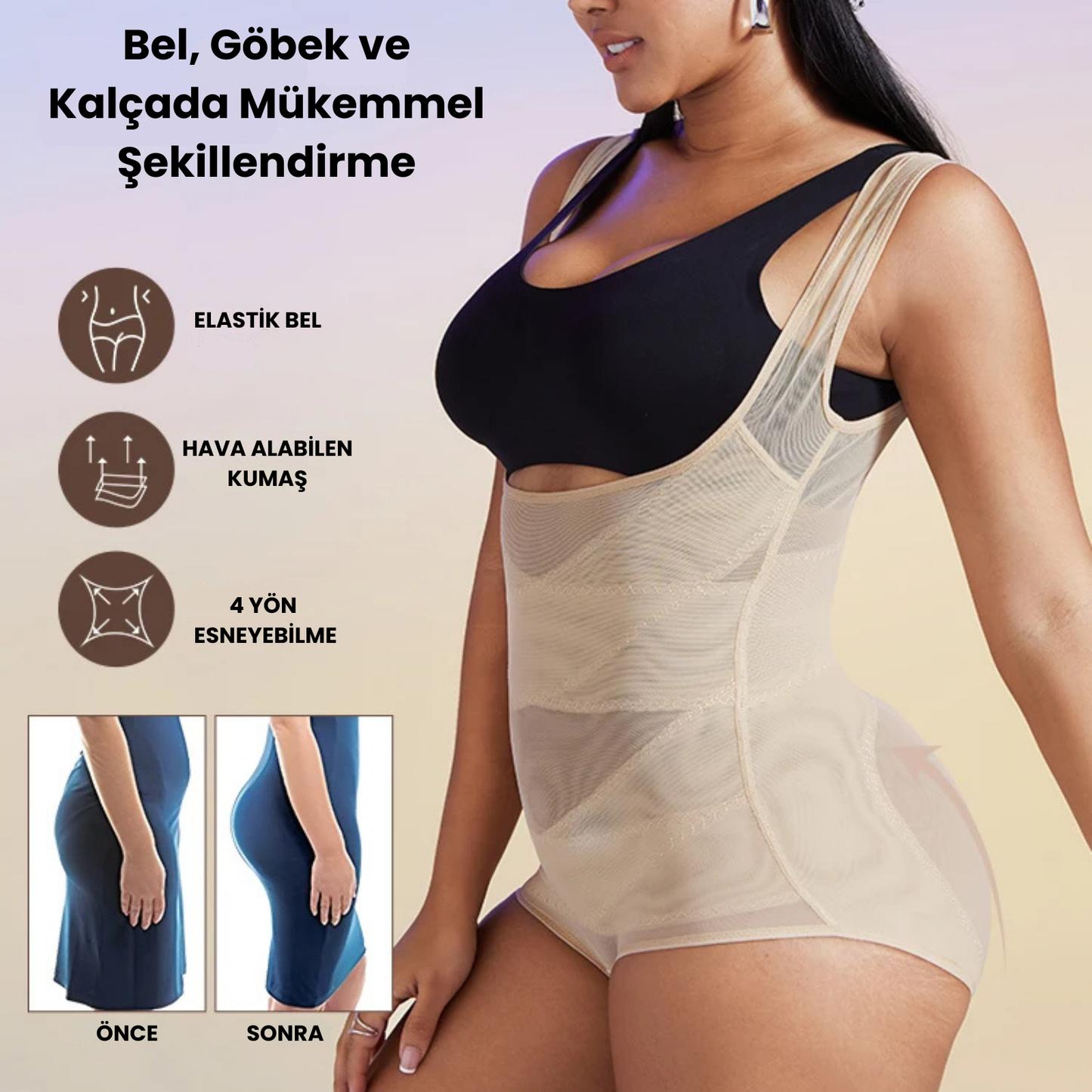 Vücut Şekillendirici Bodysuit Korse – Dikişsiz, Şık ve Karın Kontrolü Sağlayan Korse