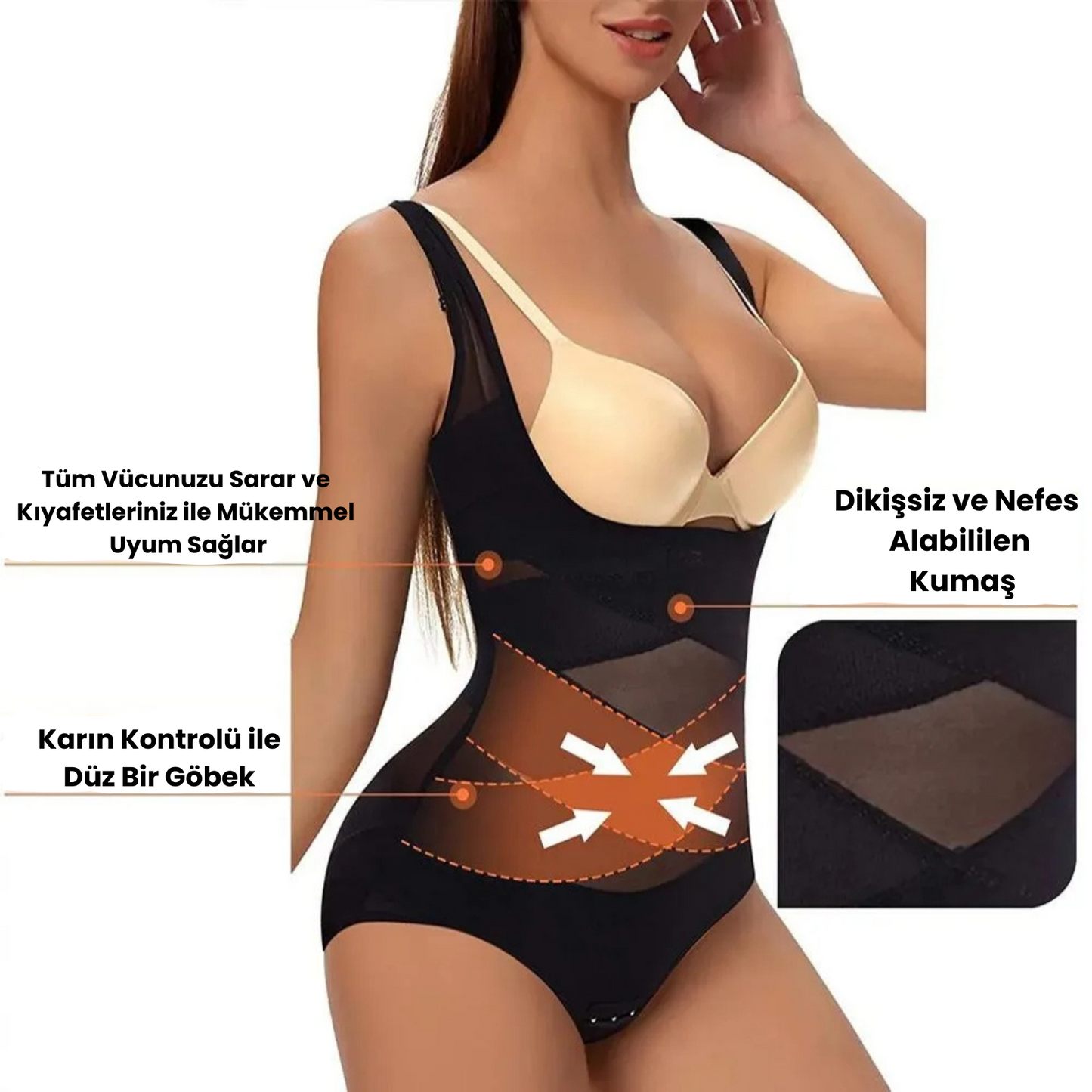 Vücut Şekillendirici Bodysuit Korse – Dikişsiz, Şık ve Karın Kontrolü Sağlayan Korse